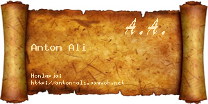 Anton Ali névjegykártya